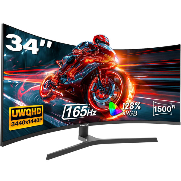 Gawfolk 34-Inch Curved Ultrawide Gaming Monitor 165Hz Refresh Rate NEW
