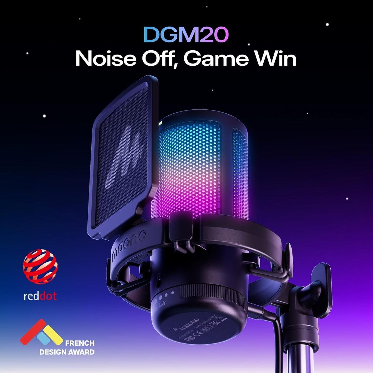 MAONO DGM20S USB Gaming Microphone with Noise Cancellation for Streaming