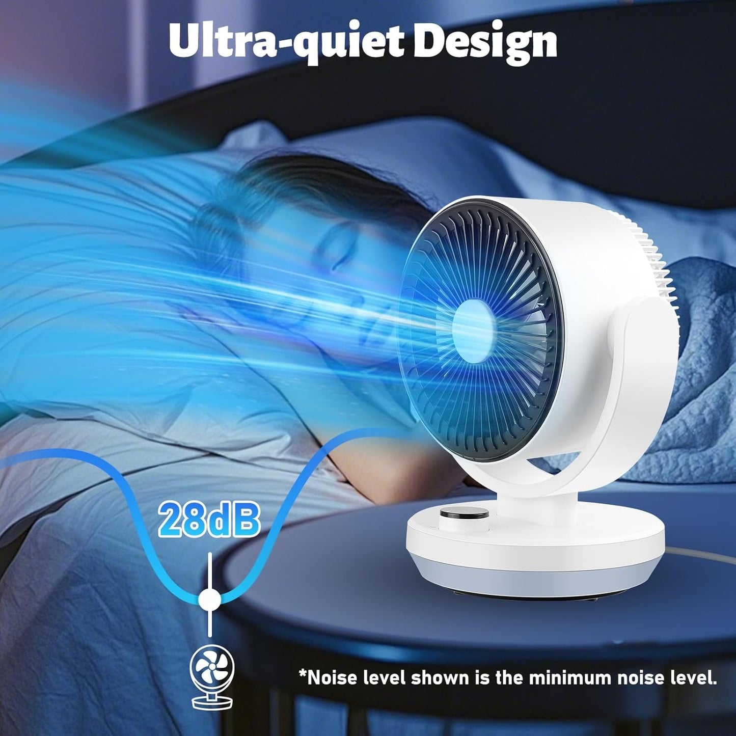 Oscillating White Table Fan 3 Speed 90 Degree Tilt Cooling NK-DQ212R NEW