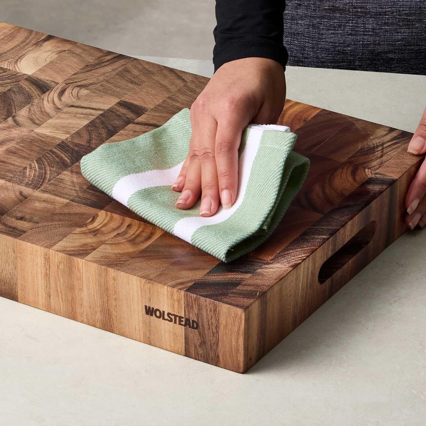 Wolstead Bonn Extra-Large Acacia Brown End Grain Chopping Board 50x35cm NEW