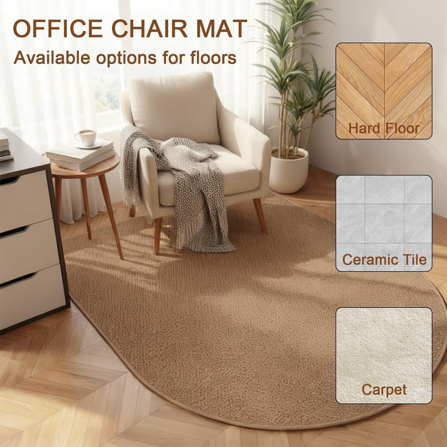Fiber Weave Tongue Shape Like Anti Slip Desk Chair Mat 150x80cm NEW