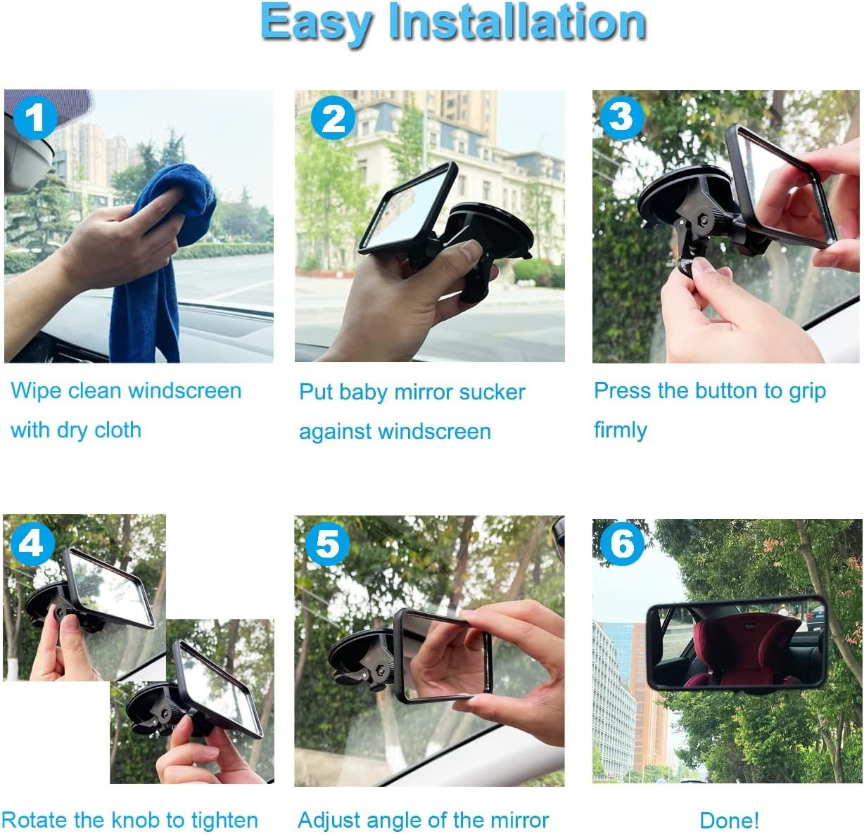 Adjustable Shatterproof Safe Rear View Backseat Black Baby Car Mirror 120mm NEW