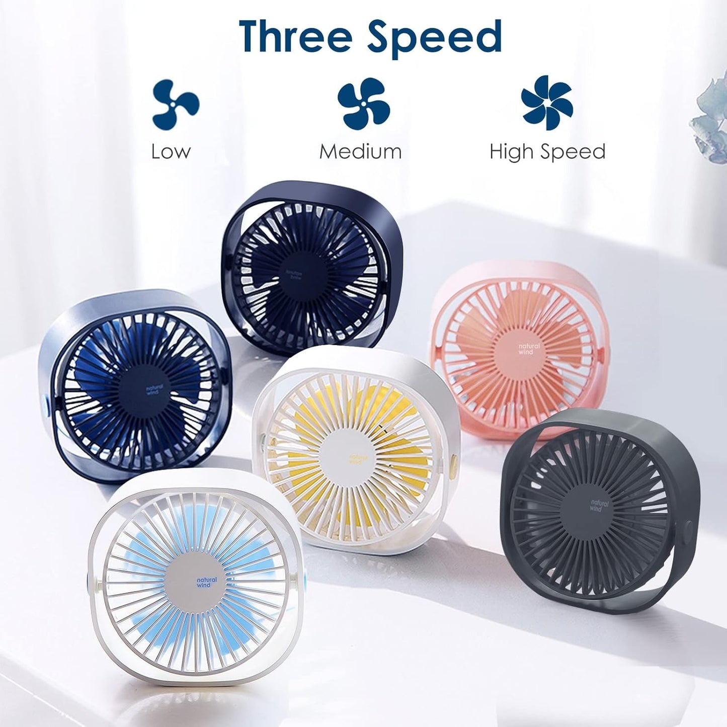 Simpeak Portable 3 Speed 360 Degree Silent Grey Mini USB Desktop Fan NEW