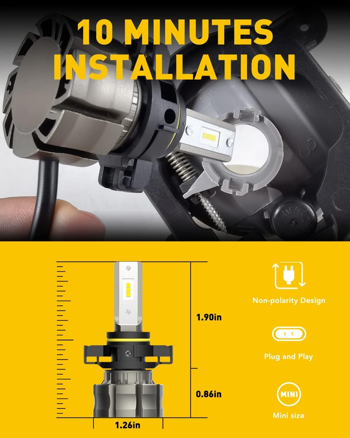 AUXITO Pack of 2 5202 Replacement LED Fog Light Bulbs 6500K Cool White DEMO