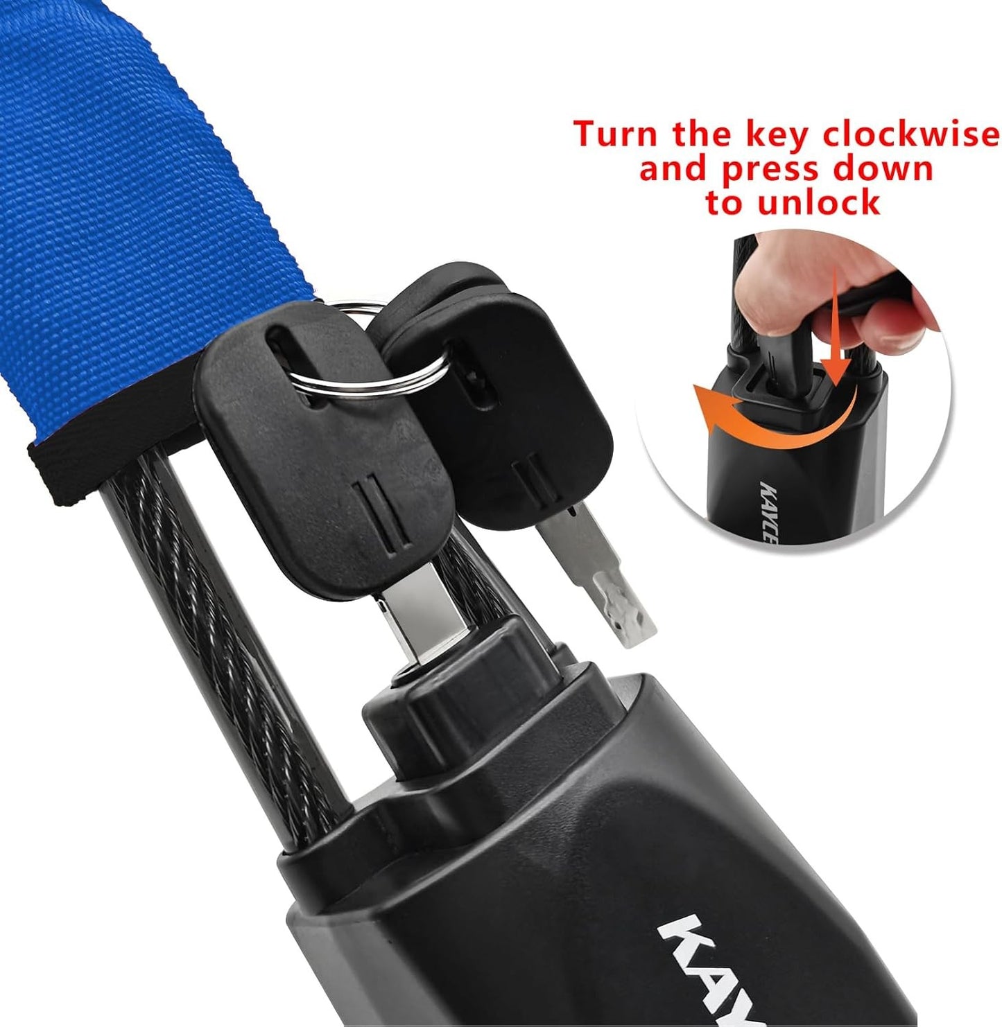 KAYCENTOP 17" Max Anti-Theft Car Steering Wheel Lock and Seat Belt in Blue NEW