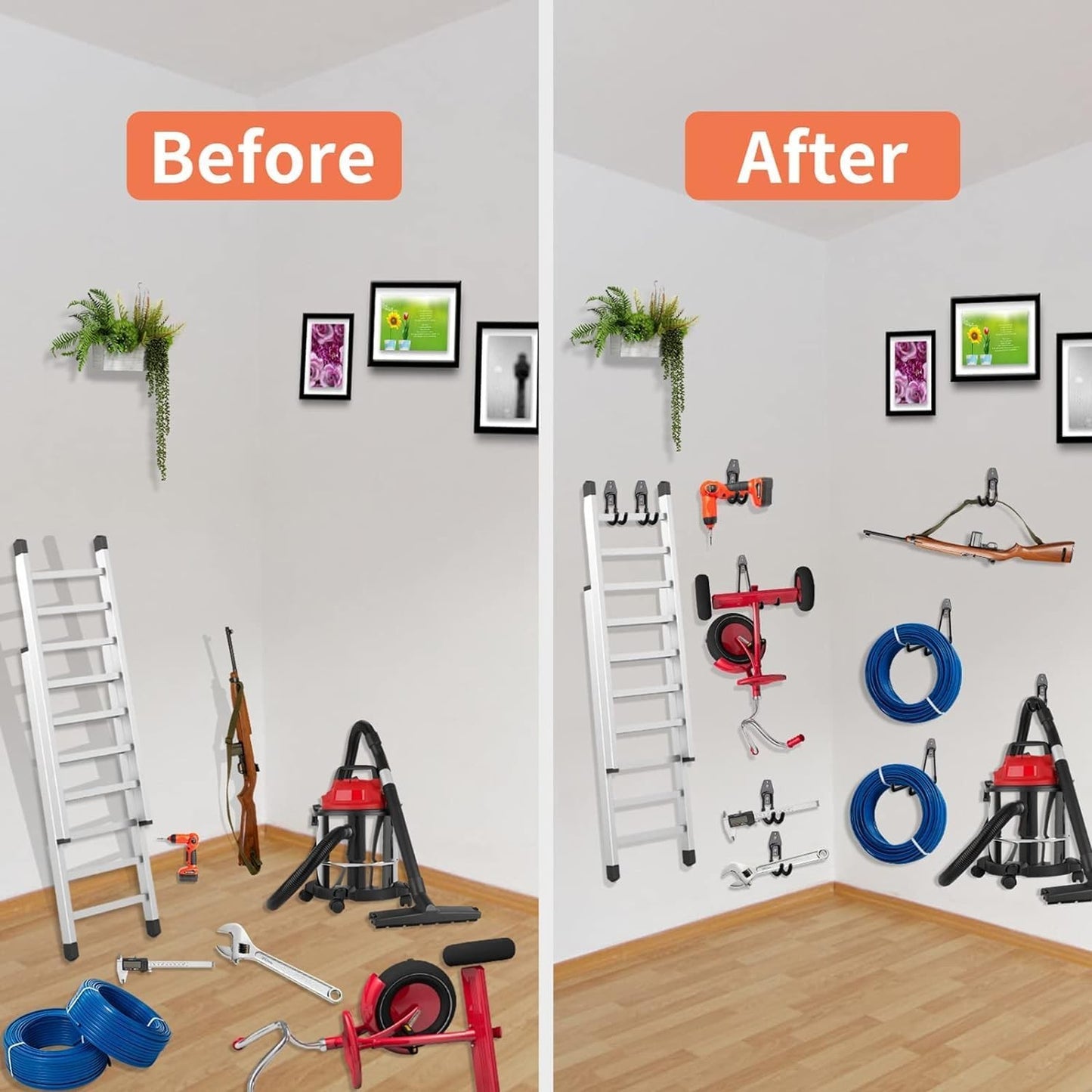 12 Pack Heavy Duty Garage Hooks Wall Mount Storage Organizer Orange Black NEW