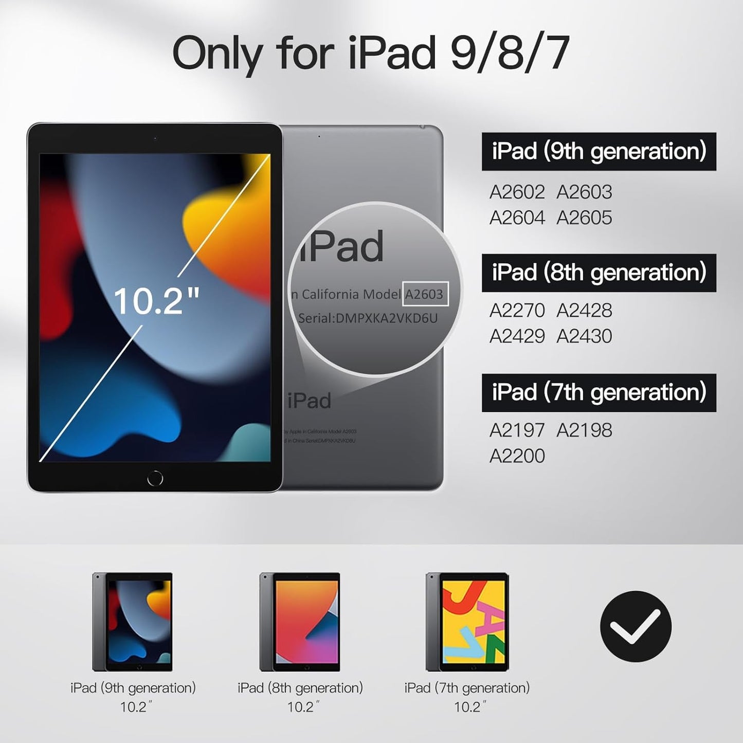 JETech Case for iPad 10.2" 2021/2020/2019 Model 9/8/7 Gen in Black NEW