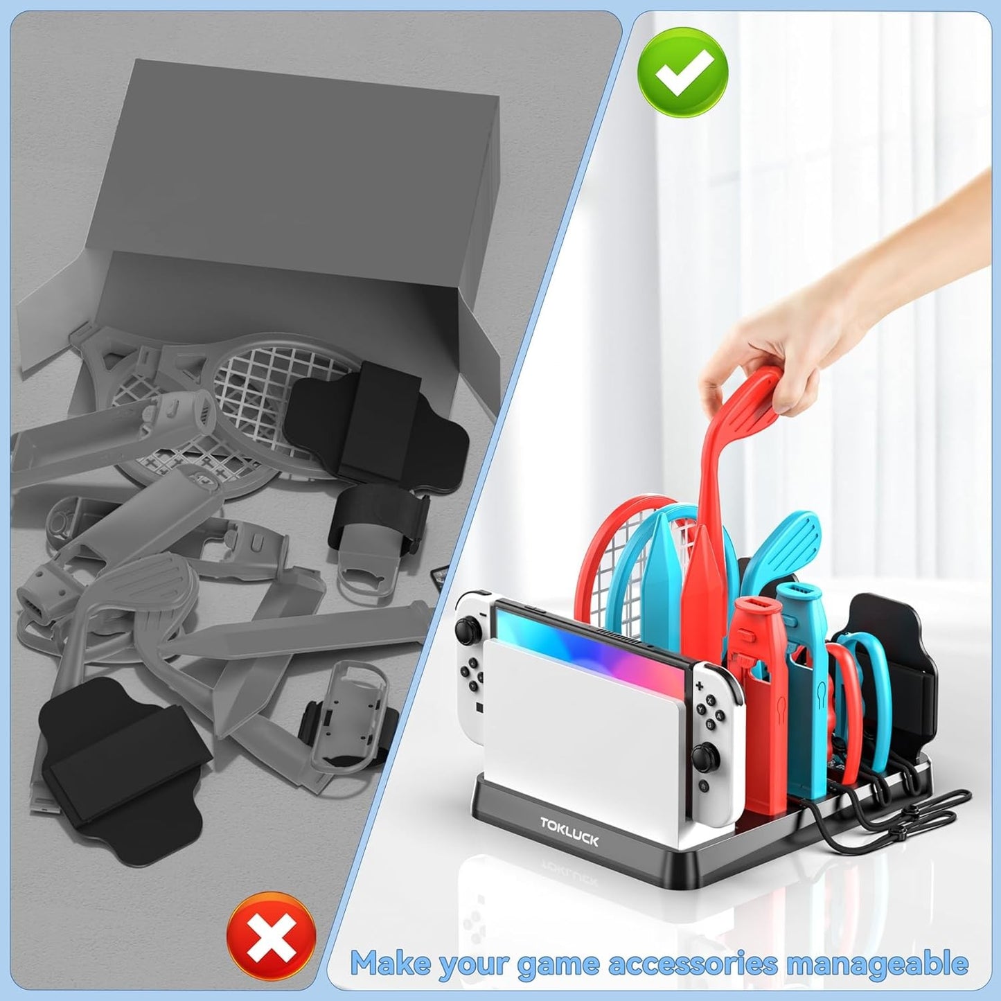 Switch Console Sports Gaming Accessories Red Blue Bundle with Organizer NEW