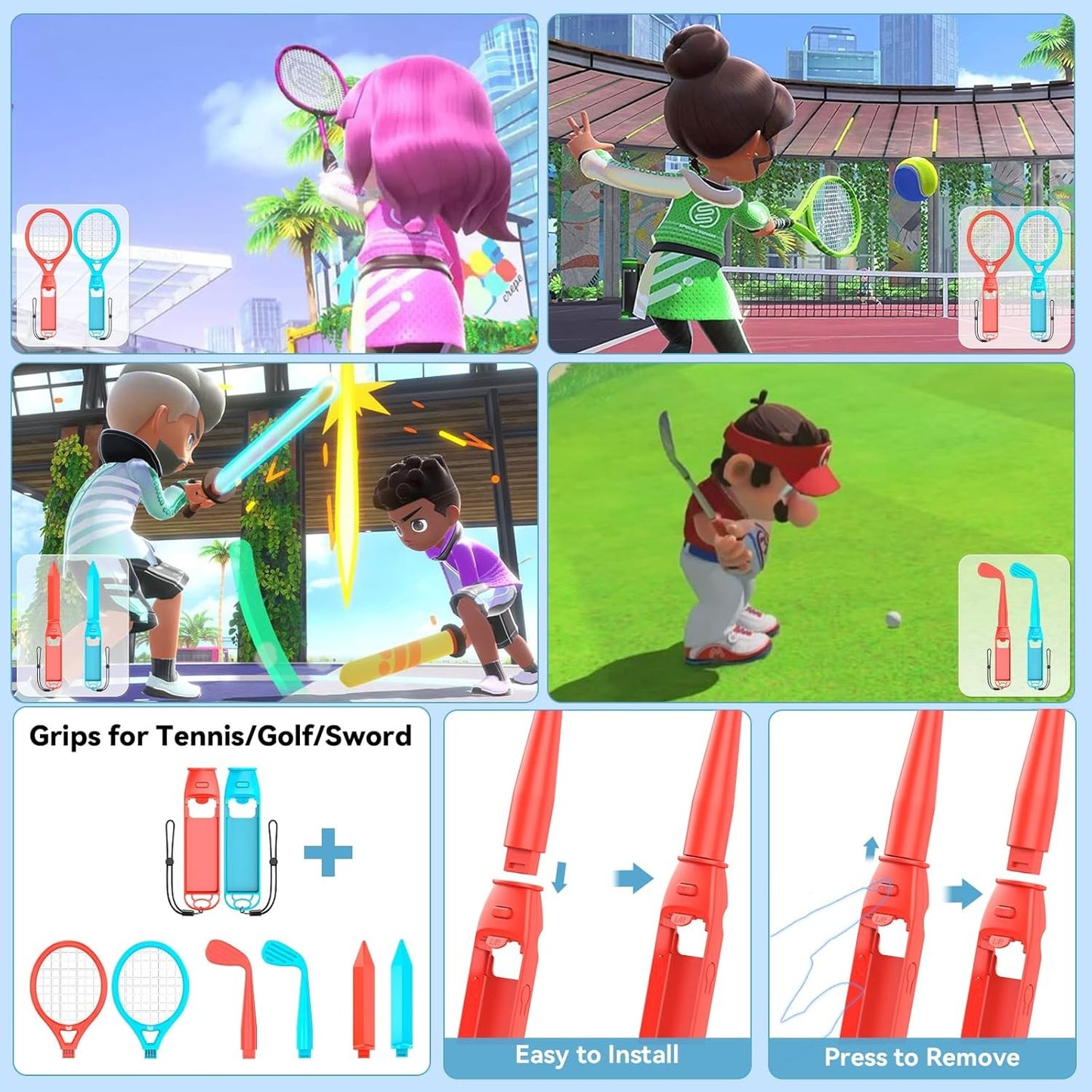 Switch Console Sports Gaming Accessories Red Blue Bundle with Organizer NEW