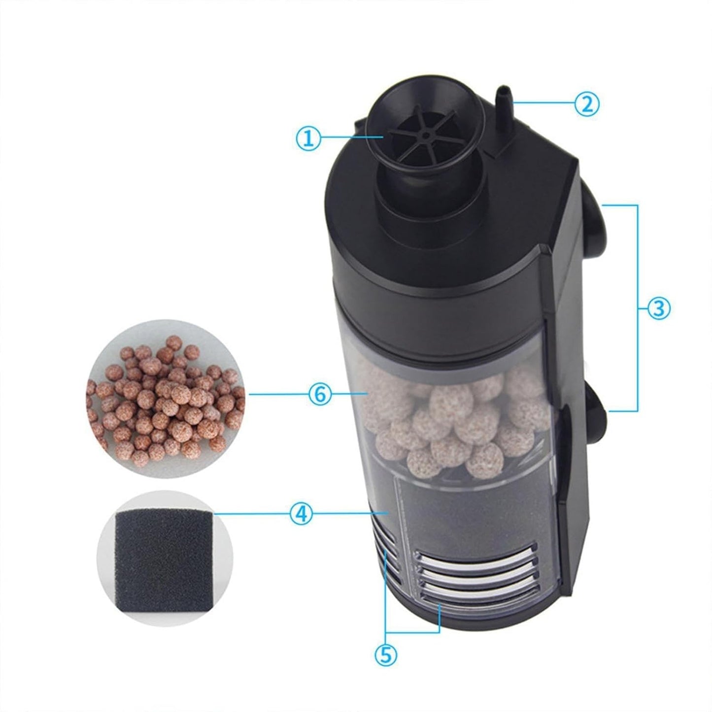Hanging Internal Fish Tank Filter GY-9-L Black Submersible Oxygen Pump 5W NEW