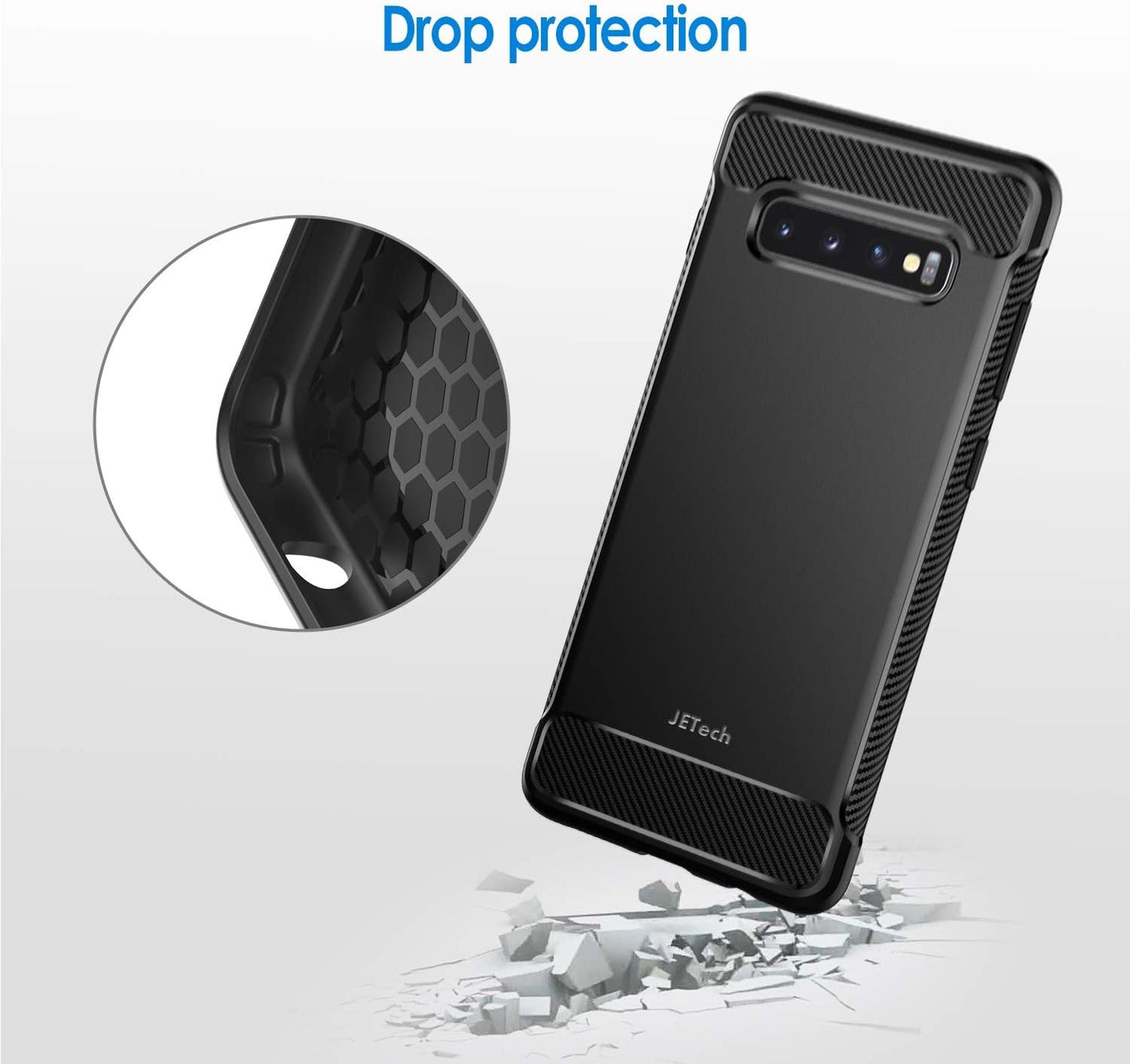 JETech Slim Fit Case for Samsung Galaxy S10 Plus Black with Shock Absorption NEW