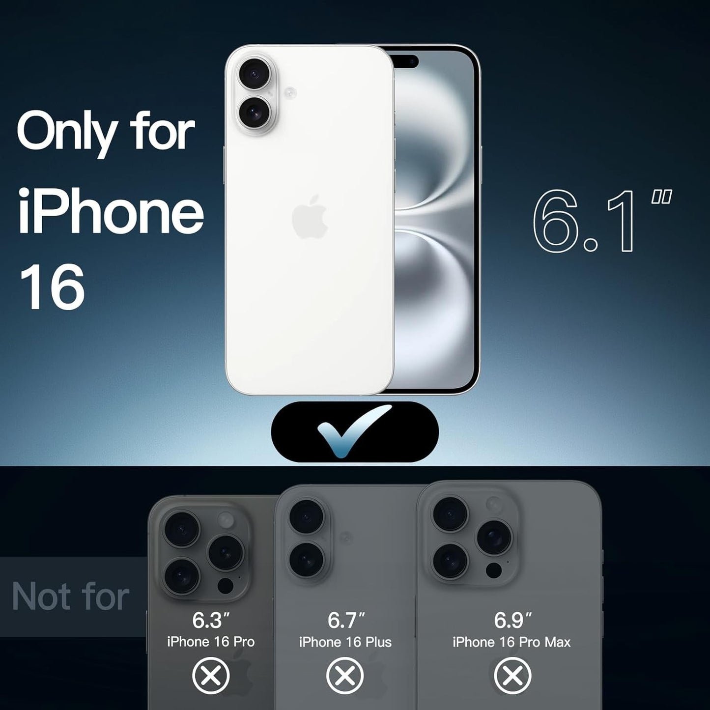 JETech Magnetic Case for iPhone 16 6.1-Inch Clear Shockproof Bumper Cover NEW