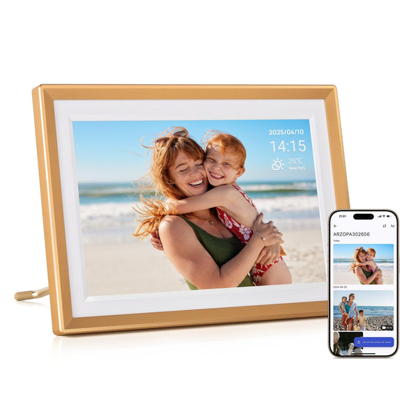 ARZOPA D10 10.1" HD Smart Digital Touch Screen Picture Frame Champagne Gold NEW