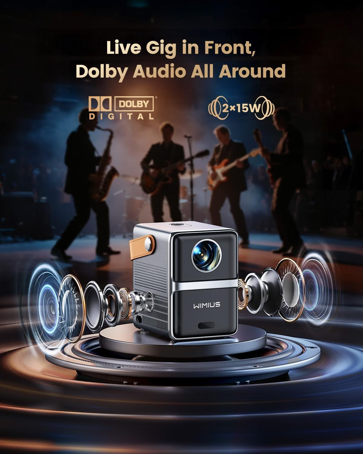 WiMiUS P61 Pro Mini Smart Projector 1080P Dolby Audio WiFi6 Bluetooth DEMO