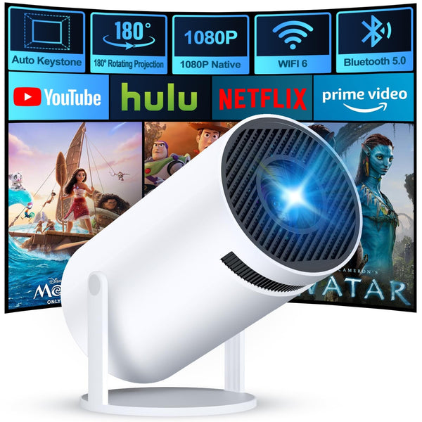 Mini Projector HY300 Full HD 1080P WiFi 6 Bluetooth Portable White DEMO