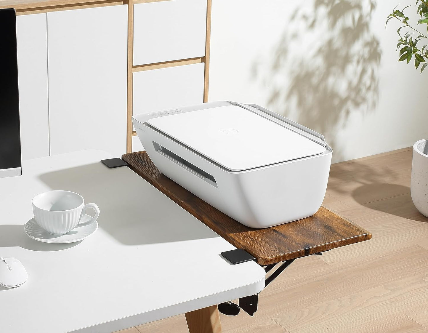 ETHU Large Foldable Keyboard Tray Clamp On for Desk Walnut Wood