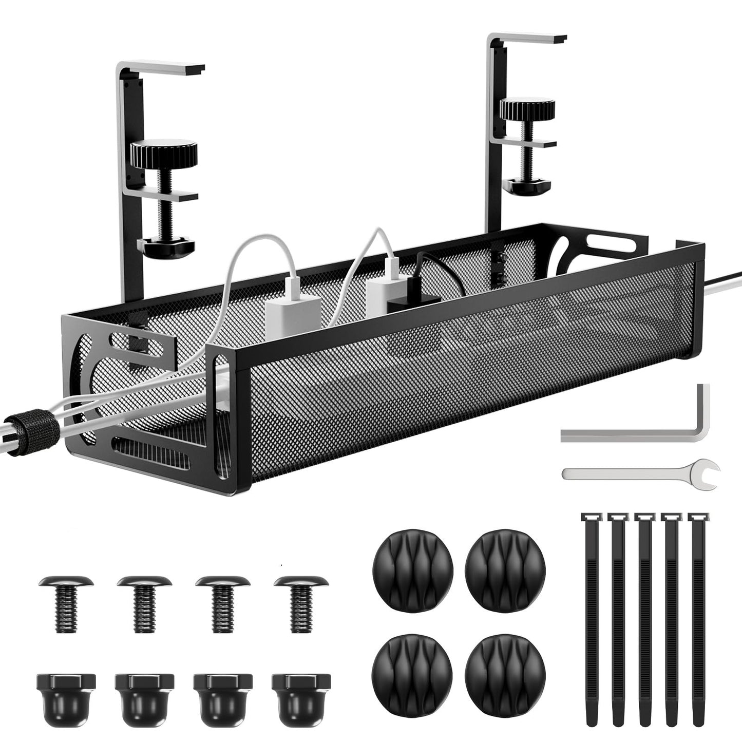 Uprinacc Black Under Desk Cable Management Tray for Home Office