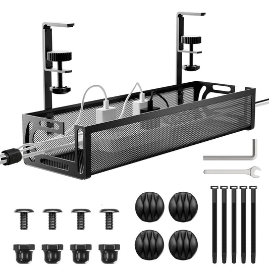 Uprinacc Black Under Desk Cable Management Tray for Home Office