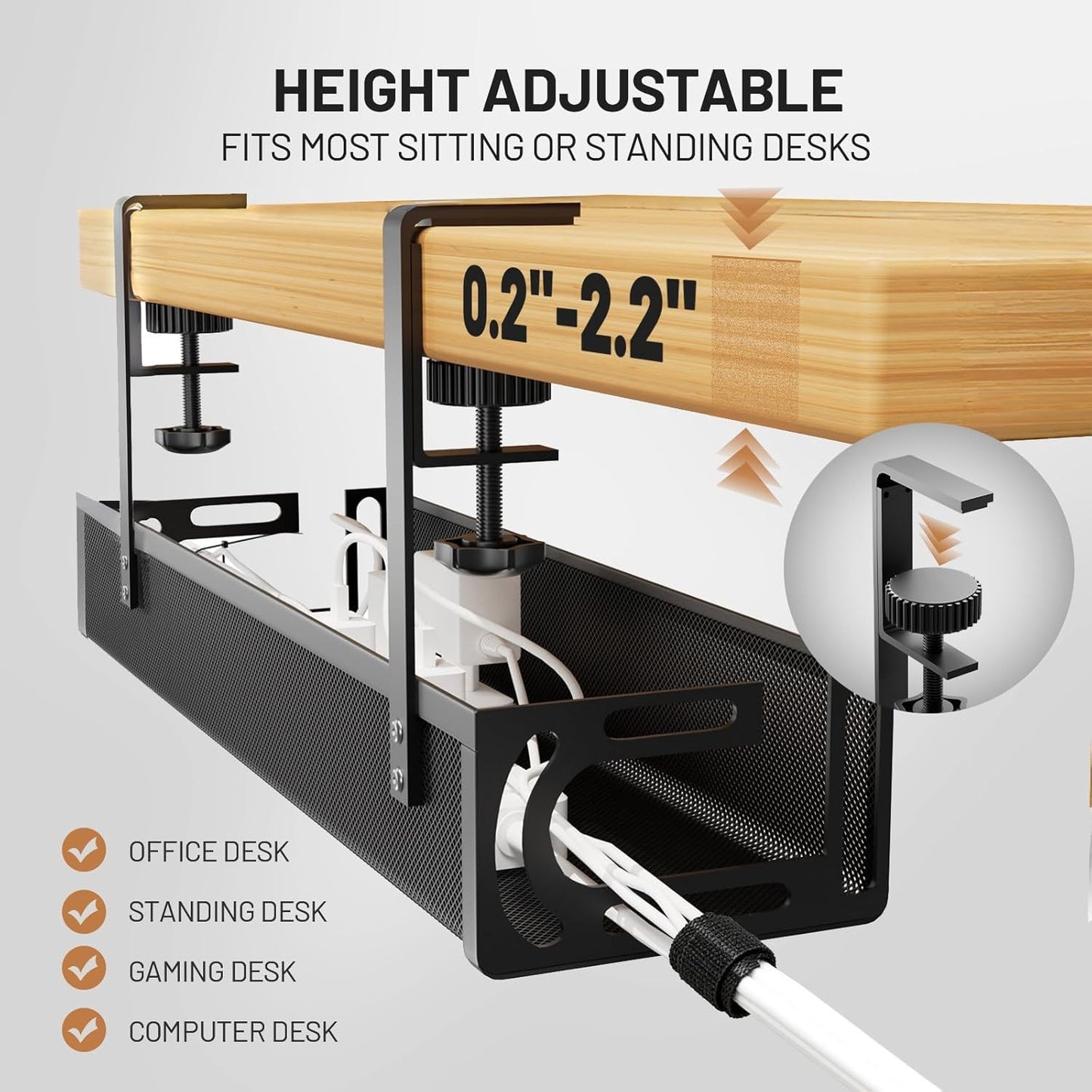 Uprinacc Black Under Desk Cable Management Tray for Home Office
