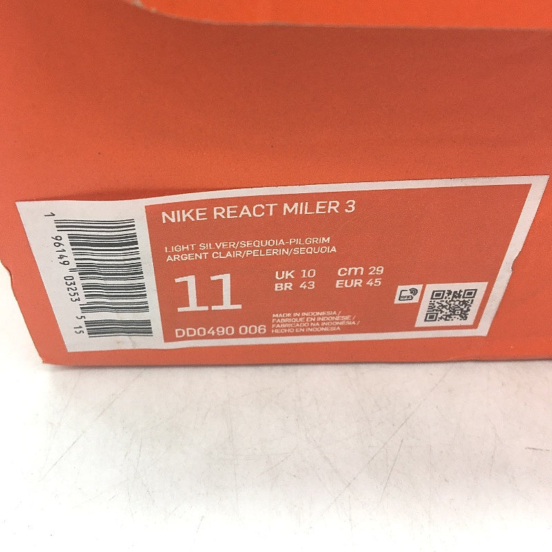 NIKE React Miler 3 Moss Green Mesh Lace Up Sneakers Mens Size US11  EU 45 NEW