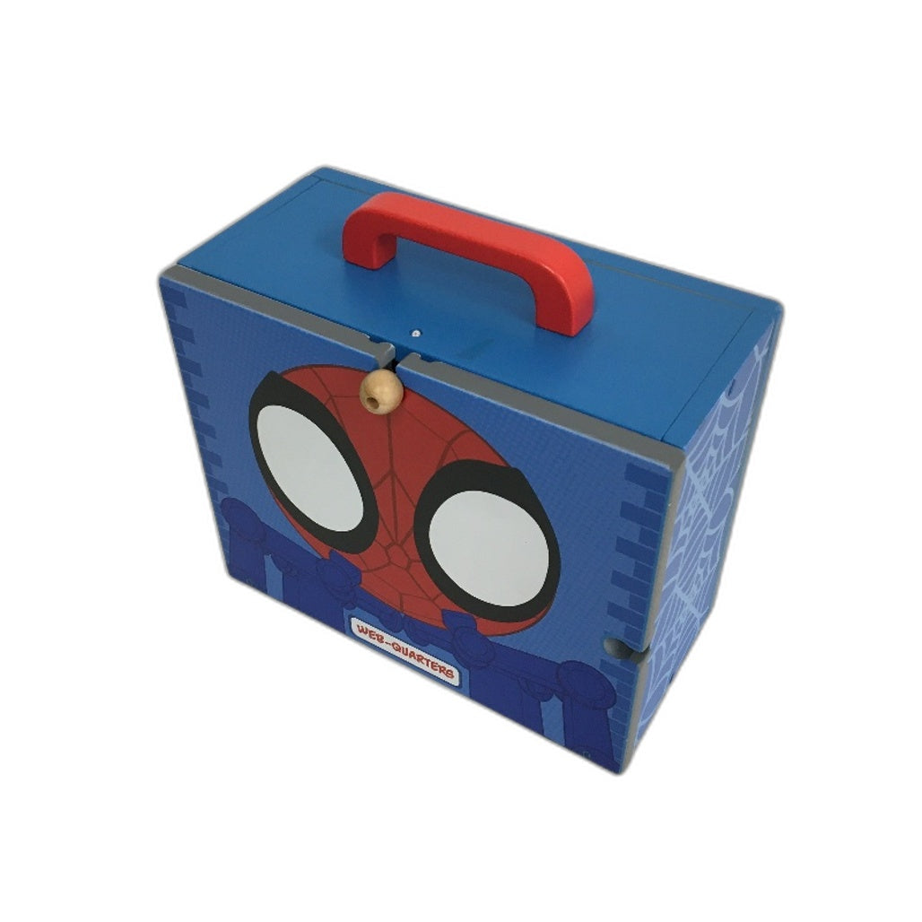 Marvel Spider-Man 38Pc Wooden Train Set With Tracks & Converable Storage Box NEW