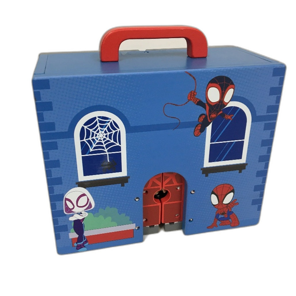 Marvel Spider-Man 38Pc Wooden Train Set With Tracks & Converable Storage Box NEW