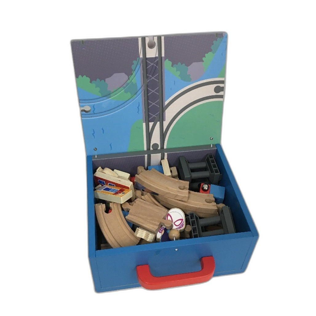 Marvel Spider-Man 38Pc Wooden Train Set With Tracks & Converable Storage Box NEW