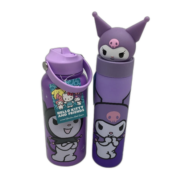 Sanrio Hello Kitty & Friends 2x Kuromi 946ml Metal & 700ml Drink Bottles NEW