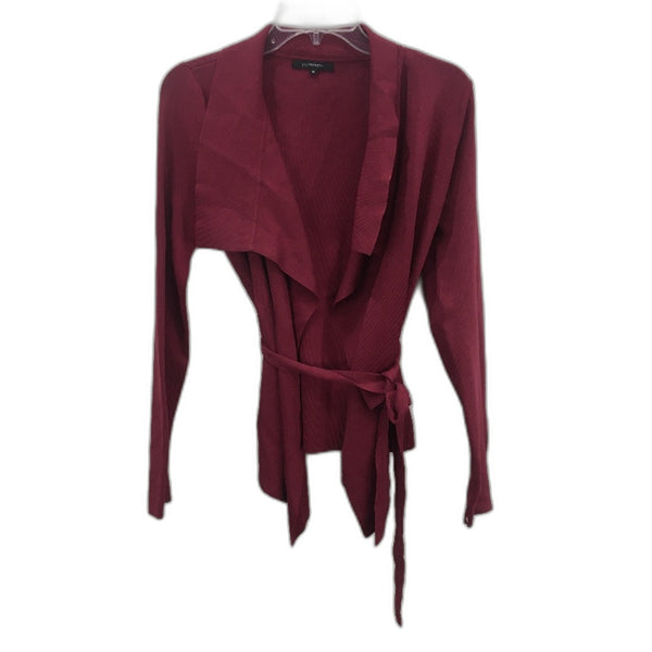 Portmans Burgundy Stretch Knit Style Collared Wrap Cardigan Ladies Size Small