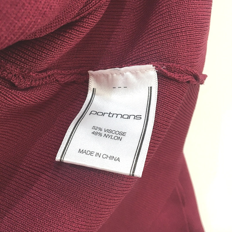 Portmans Burgundy Stretch Knit Style Collared Wrap Cardigan Ladies Size Small