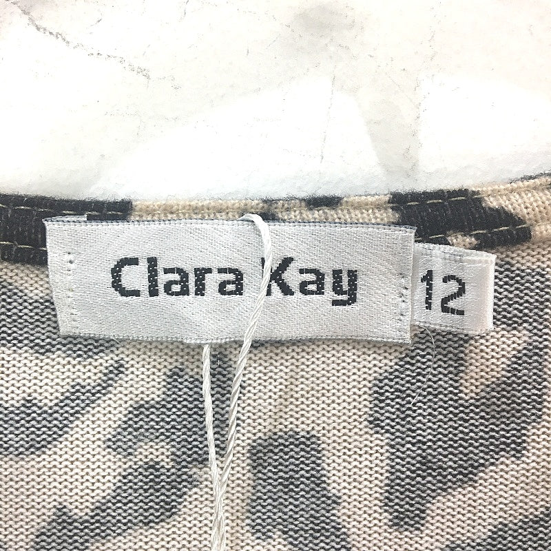 Clara Kay Leopard Print Knit Soft Stretch Zip Neck Long Sleeve Top Size 12 NEW