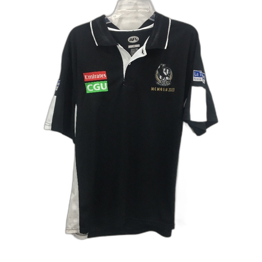 AFL Colligwood Magpies Football Club Member 2020 Polo T-Shirt Mens Size XL