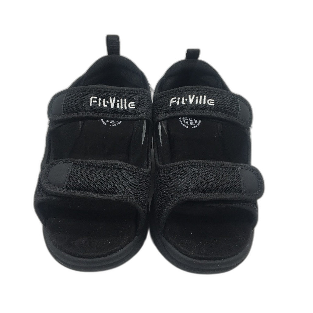 FitVille Black Easy Top Recovery Sandal V3 Womens WIDE Size US 10W EU 41 NEW