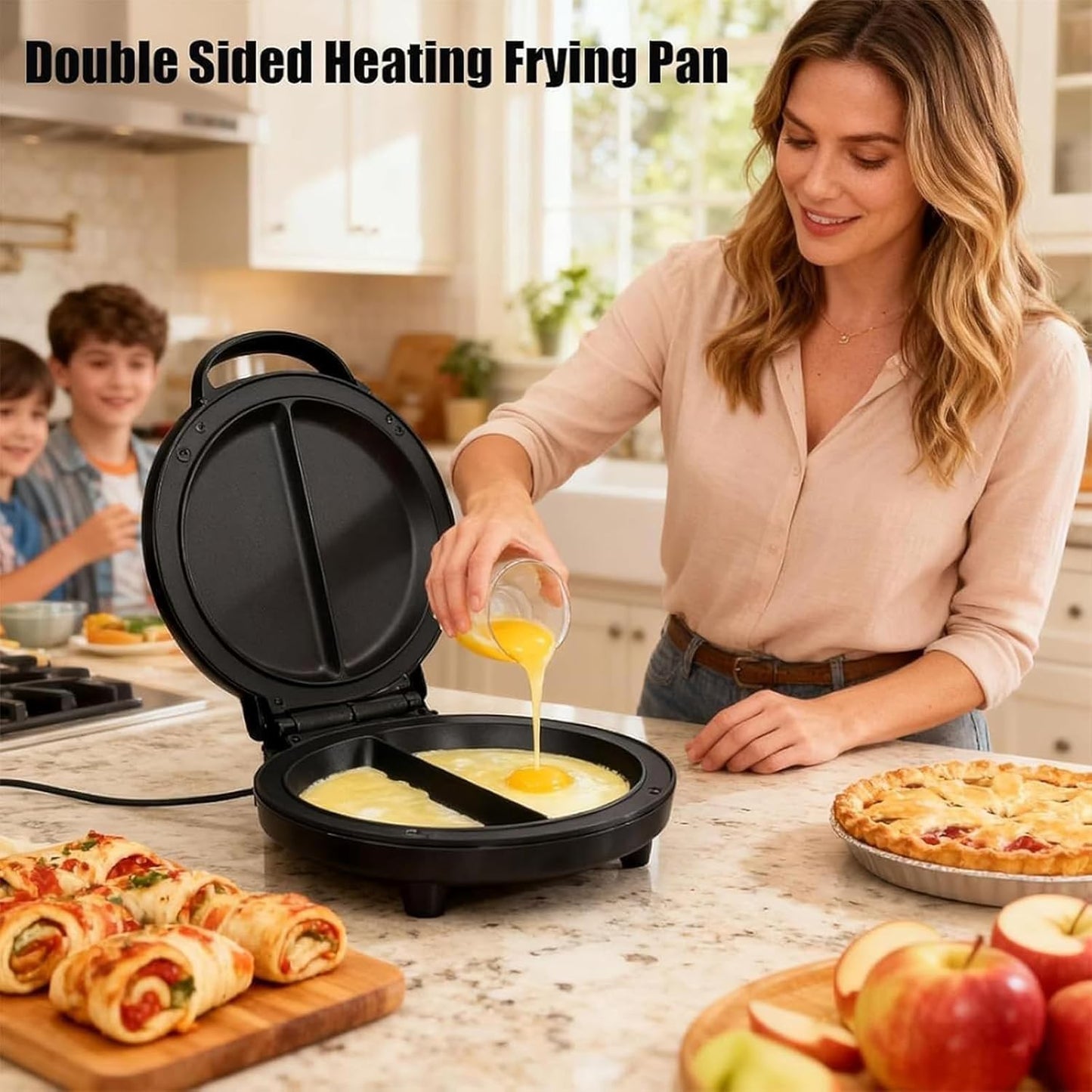 RAF Dual-Zone Electric Non-Stick Plates 1000W Compact Omelette Maker NEW