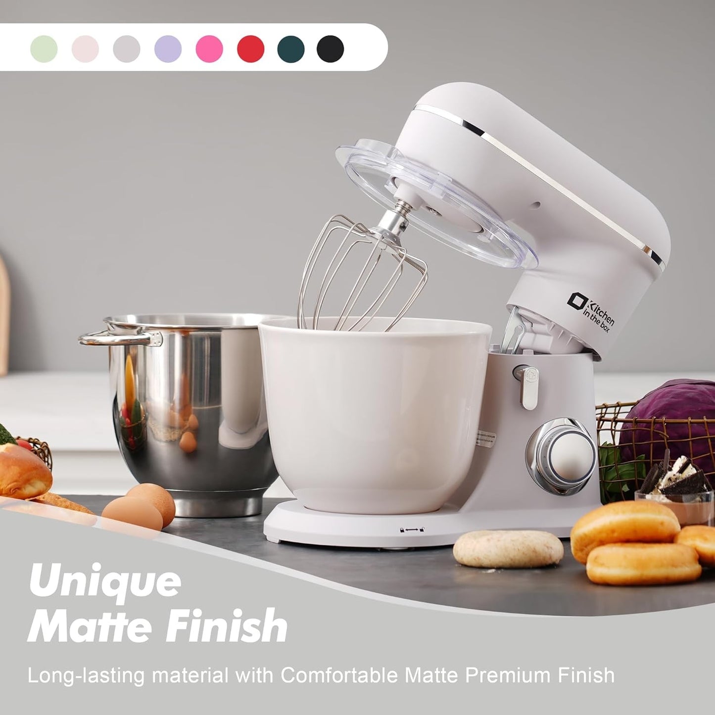 Kitchen in the Box 4.5L & 5L Frost White 1300W 10 Speed Stand Mixer NEW