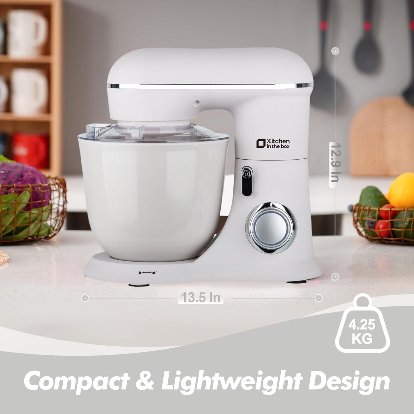 Kitchen in the Box 4.5L & 5L Frost White 1300W 10 Speed Stand Mixer NEW
