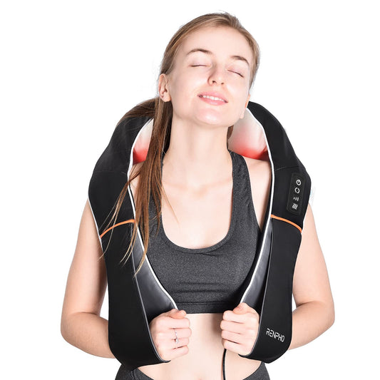 RENPHO RF-SNM060 Electric Shiatsu Massager Neck Back Heat Black Pain Relief NEW