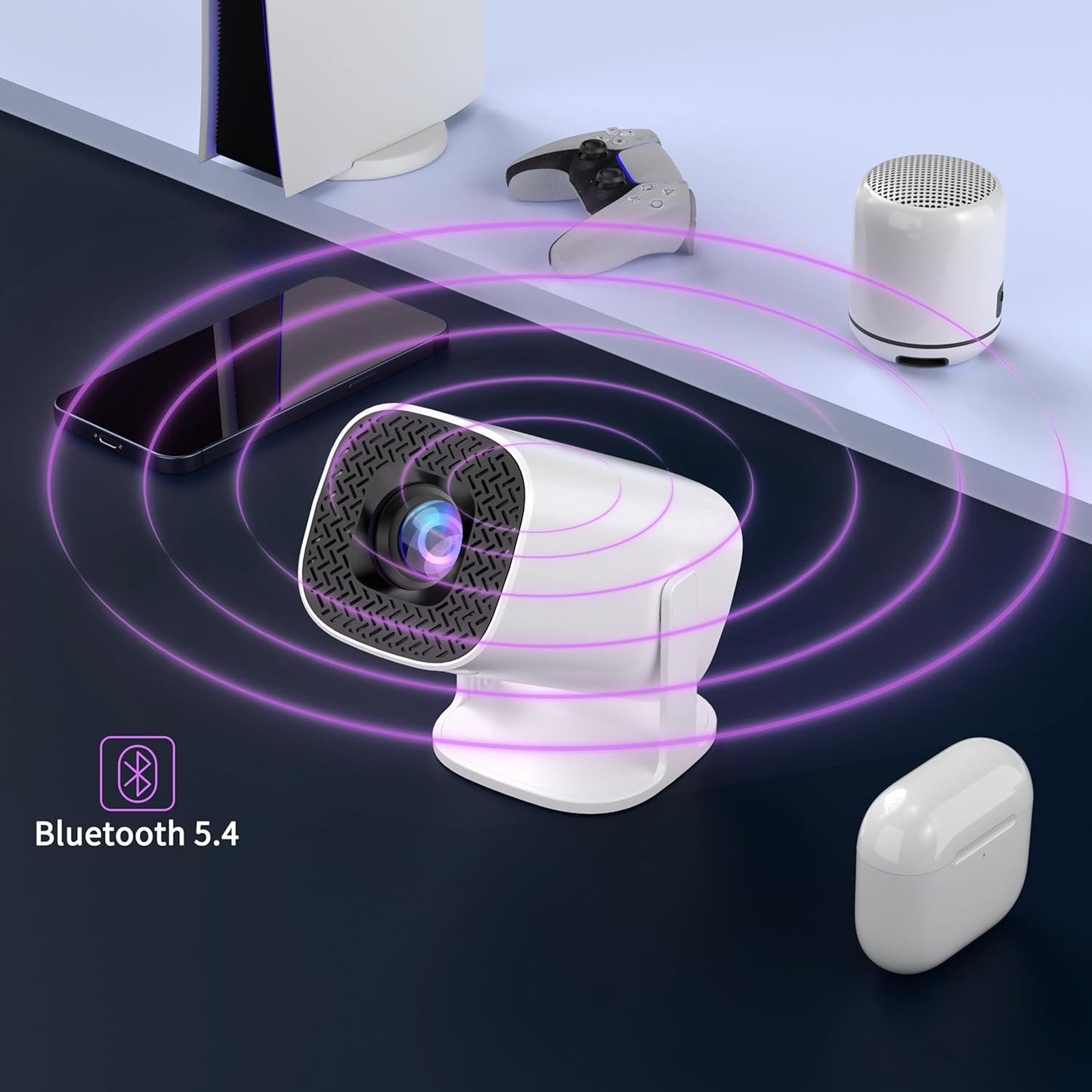 YC-P30 Mini Projector 1080P 4K Support WiFi6 Android 11 Home Theatre DEMO