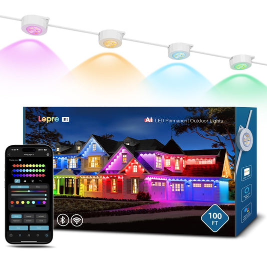 Lepro Smart Outdoor Lights 30m RGB+CCT Waterproof AI Alexa Google WiFi NEW