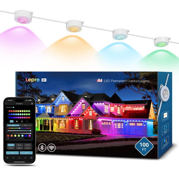 Lepro Smart Outdoor Lights 30m RGB+CCT Waterproof AI Alexa Google WiFi NEW
