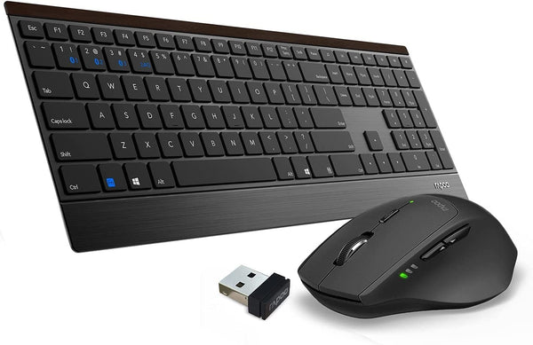 RAPOO 9500M Ultra-Slim Black Wireless Keyboard and Mouse Combo Set NEW
