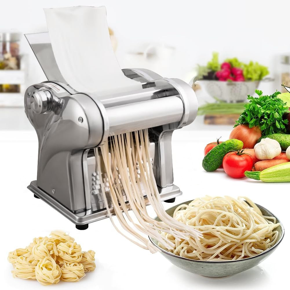 Baijie Electric Pasta Maker 2 Blades Silver Automatic Dough Roller 0.3-4mm NEW