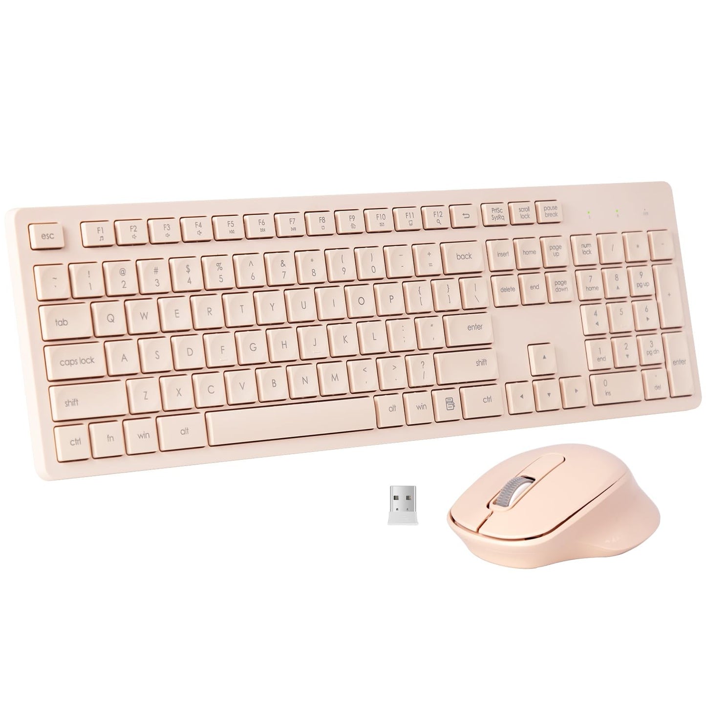 HUO JI CQ068 Wireless Full-Size Keyboard Mouse Combo Ergonomic Peach Pink NEW