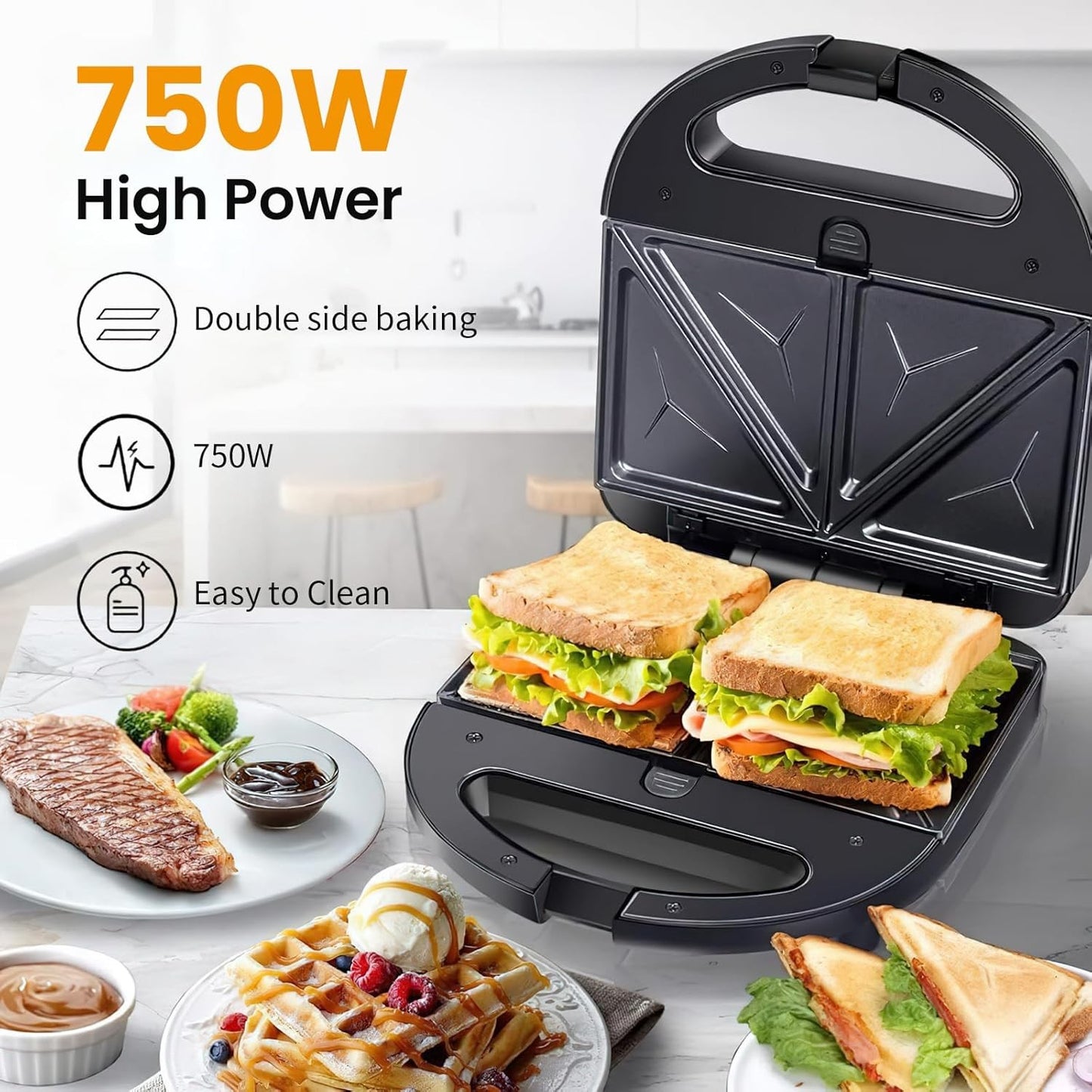6-in-1 Sandwich Press and Grill Maker with 12 Non-Stick Iron Plates DEMO