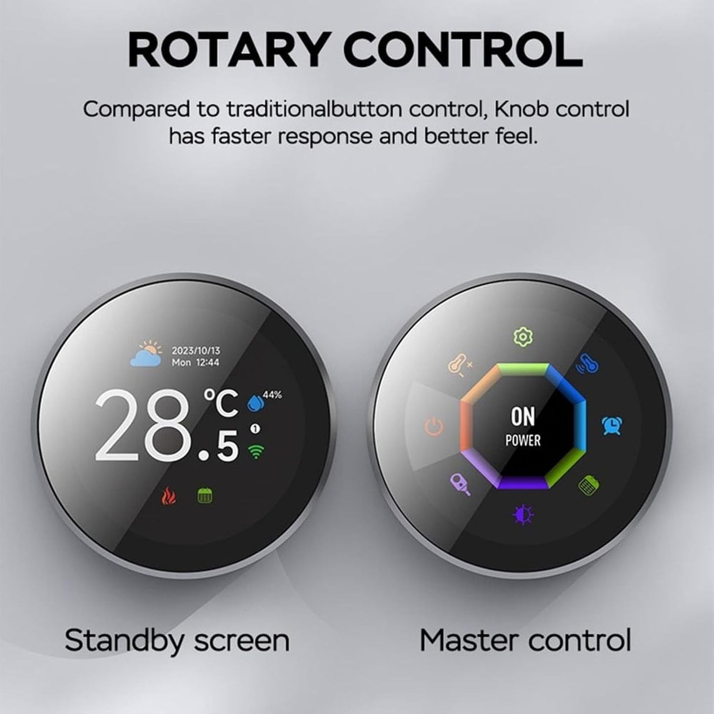 Smart Wi-Fi Two Way Knob Thermostat with Voice Control and TFT Screen NEW