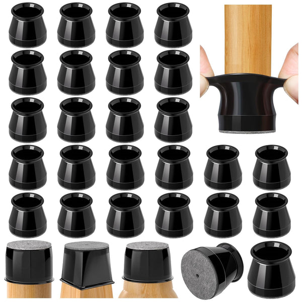 24 Piece Chair Leg Floor Protectors Black Silicone Sliders Universal Small NEW
