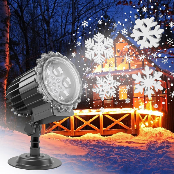 3D Snowflake White Snowfall Indoor Outdoor Waterproof Projector Light NEW