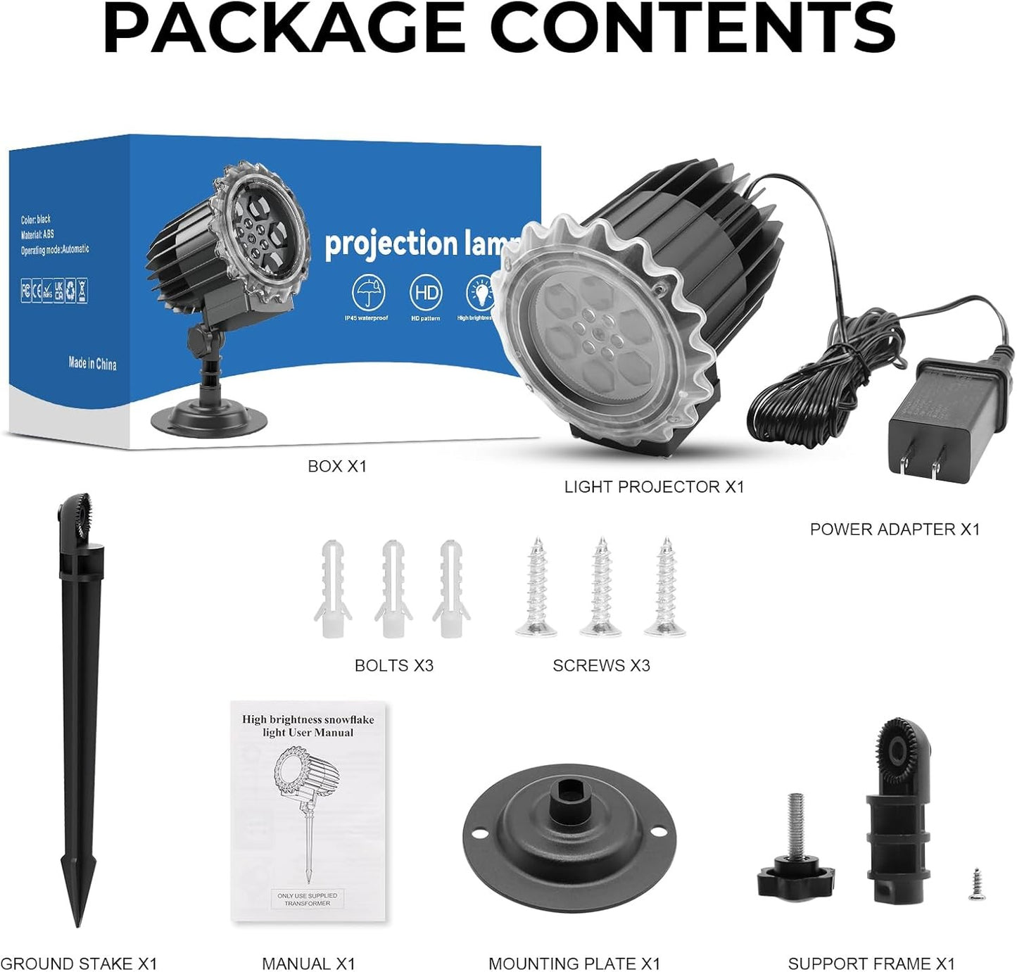 3D Snowflake White Snowfall Indoor Outdoor Waterproof Projector Light NEW