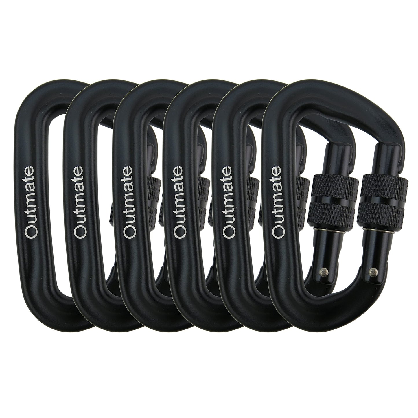 Heavy-Duty Carabiner Clips 12kN 3.2"x2" Black Aluminum Alloy Hiking Camping NEW