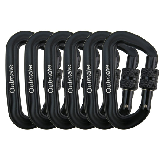 Heavy-Duty Carabiner Clips 12kN 3.2"x2" Black Aluminum Alloy Hiking Camping NEW